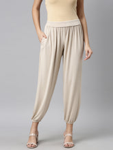 Load image into Gallery viewer, Go Colors Light Beige Viscose Stretch Harems
