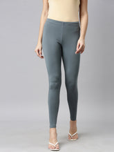 Load image into Gallery viewer, Go Colors Teal Cotton Stretch Ankle Length Leggings
