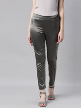 Load image into Gallery viewer, Go Colors Silver Grey Polyester Shiny Pants
