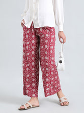 Load image into Gallery viewer, Go Colors Dark Pink Woven Viscose Printed Palazzo
