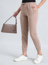 Load image into Gallery viewer, Go Colors Light Brown Cotton Poly Stretch Cuffed Joggers
