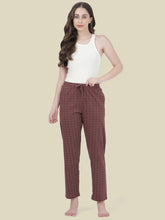 Load image into Gallery viewer, Go Colors Brown Cotton Knit Printed Lounge Pants
