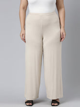 Load image into Gallery viewer, Go Colors Light Beige Viscose Knit Palazzo
