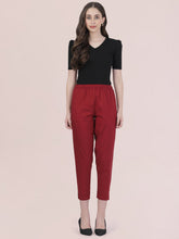 Load image into Gallery viewer, Go Colors Light Maroon Cotton Pencil Pant
