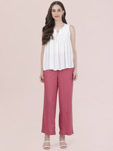 Load image into Gallery viewer, Go Colors Light Wine Woven Viscose Basic Palazzo
