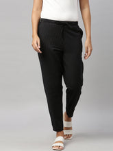 Load image into Gallery viewer, Go Colors Black Cotton Stripe Pencil Pants
