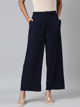 Load image into Gallery viewer, Go Colors Navy Crepe Wide Trouser
