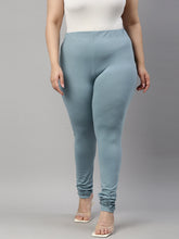 Load image into Gallery viewer, Go Colors Dusty Blue Cotton Stretch Churidar

