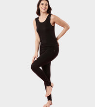 Load image into Gallery viewer, Enamor TH06 Women's Thermal Leggings with Soft Heat Generating Fabric, No Roll-Up with Stirrups at Bottom Hem, Engineered with HeatSkins™ Warm Technology.  (Black)
