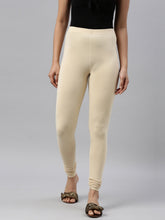 Load image into Gallery viewer, Go Colors Dark Cream Cotton Stretch Churidar
