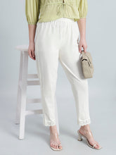Load image into Gallery viewer, Go Colors Cream 100% Cotton Lace Pencil Pant
