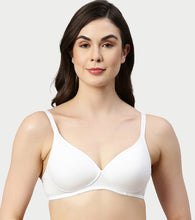 Load image into Gallery viewer, Enamor Supima Cotton Women's Plunge Lift Everyday T-Shirt Bra - Extra Comfort, Padded, Wirefree, Medium Coverage - A039 (White)
