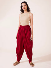 Load image into Gallery viewer, Go Colors Maroon Woven Viscose Harem Dhoti Pant

