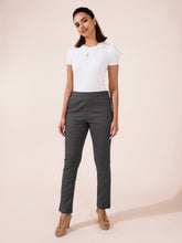 Load image into Gallery viewer, Go Colors Silver Grey Linen Pencil Pant
