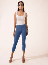 Load image into Gallery viewer, Go Colors Jeans Blue Cotton Stretch Cropped Leggings
