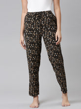 Load image into Gallery viewer, Go Colors Black Woven Viscose Printed Lounge Pants

