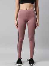 Load image into Gallery viewer, Go Colors Dusty Voilet Cotton Stretch Two Tone Side Stripe Track Pant
