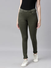 Load image into Gallery viewer, Go Colors Dark Olive Cotton Polyester Super Stretch Jeggings
