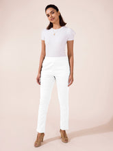 Load image into Gallery viewer, Go Colors White Linen Pencil Pant
