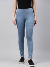 Load image into Gallery viewer, Go Colors Light Blue Cotton Poly Stretch Denim Leggings
