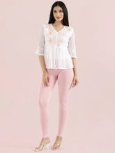 Load image into Gallery viewer, Go Colors Pastel Pink Cotton Stretch Ankle Length Leggings
