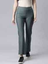 Load image into Gallery viewer, Go Colors Olive Green Nylon Stretch Bell Bottom

