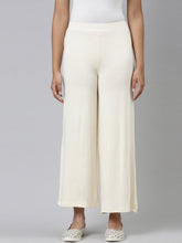 Load image into Gallery viewer, Go Colors Ecru Viscose Stretch Knit Palazzo
