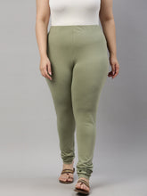 Load image into Gallery viewer, Go Colors Dusty Green Cotton Stretch Churidar
