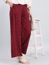 Load image into Gallery viewer, Go Colors Maroon Woven Viscose Printed Palazzo
