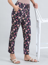 Load image into Gallery viewer, Go Colors Navy Cotton Knit Printed Lounge Pants
