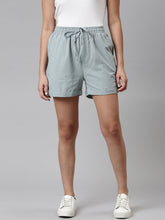 Load image into Gallery viewer, Go Colors Light Ink Blue Stripes Linen Shorts

