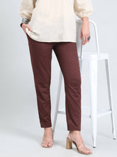 Load image into Gallery viewer, Go Colors Dark Brown Cotton Cambric Cotton Pants
