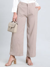 Load image into Gallery viewer, Go Colors Light Chocolate Crepe Wide Trouser
