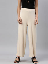 Load image into Gallery viewer, Go Colors Light Beige Viscose Knit Palazzo
