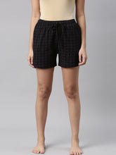 Load image into Gallery viewer, Go Colors Black Cotton Knit Printed Lounge Shorts
