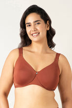 Load image into Gallery viewer, Amante Mystic Curves Non-padded Wired Minimizer Bra - Mahogany
