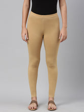 Load image into Gallery viewer, Go Colors Wheat Cotton Stretch Ankle Length Leggings
