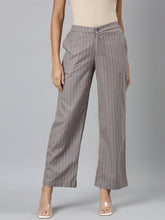Load image into Gallery viewer, Go Colors Grey Cotton Stripes Cargo Pant
