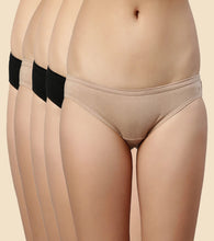 Load image into Gallery viewer, Enamor CB03 Chic Cotton, All Day Comfort, Low Waist Bikini Panty for Women - Naturally Breathable, Antimicrobial with Stain release, Inner Elastic, Regular Coverage -  Pack of 5 (Jet Black / Nude)
