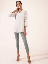 Load image into Gallery viewer, Go Colors Grey Melanges Cotton Stretch Ankle Length Leggings
