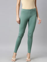 Load image into Gallery viewer, Go Colors Leaf Green Cotton Stretch Ankle Length Leggings
