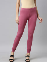 Load image into Gallery viewer, Go Colors Light Wine Cotton Stretch Ankle Length Leggings

