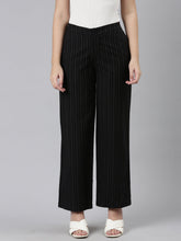 Load image into Gallery viewer, Go Colors Black Cotton Stripes Cargo Pant
