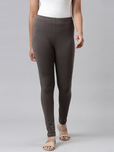 Load image into Gallery viewer, Go Colors Silver Grey Cotton Stretch  Ankle Length Leggings
