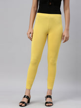 Load image into Gallery viewer, Go Colors Light Lime Cotton Stretch Ankle Length Leggings
