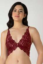 Load image into Gallery viewer, Amante Femme Lace Padded Non-Wired Demi Bra - Biking Red 06001
