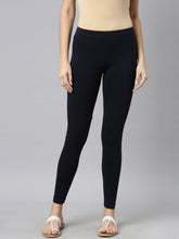 Load image into Gallery viewer, Go Colors Dark Navy Cotton Stretch Ankle Length Leggings
