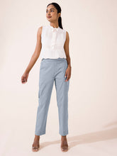 Load image into Gallery viewer, Go Colors Dusty Blue Woven Cotton Stretch Chino Pants
