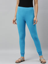Load image into Gallery viewer, Go Colors Bright Turquoise Cotton Stretch Churidar
