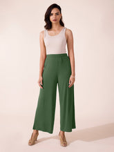 Load image into Gallery viewer, Go Colors Dark Olive Viscose Knit Palazzo
